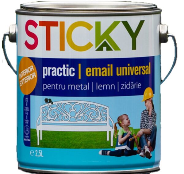 Email alchidic semilucios, alb, 2.5 L, STICKY Practic