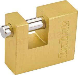 Lacat cu bolț. 2 chei. fonta. broasca din alama. strat de cupru 90mm TopTools