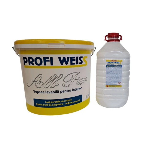 Vopsea, lavabila, interior, 15 L + grund 4 L, PROFI WEISS