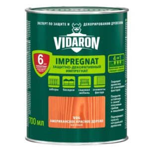 Impregnant pentru lemn V06 VIDARON. Lemn rosu american.  0.7 l.