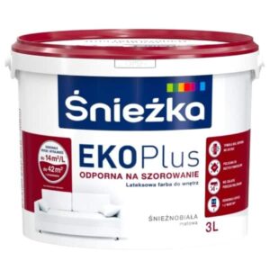 Vopsea lavabila pentru pereti si tavane EKO Plus Sniezka. Latex. Mat. Alba. 3 l.