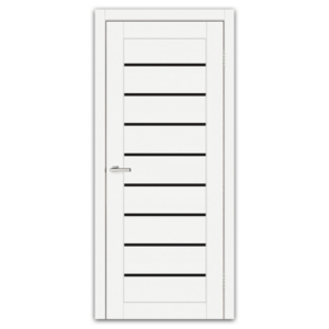 Usa de interior 'SMART C018' BG Doors. Alb Silk Matt. Sticla neagra. 80 x 200 cm