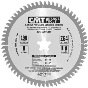 Disc debitare metale neferoase si parchet laminat CMT. 190 x 30 x 2.8/ 2.2 mm. 64 dinti.