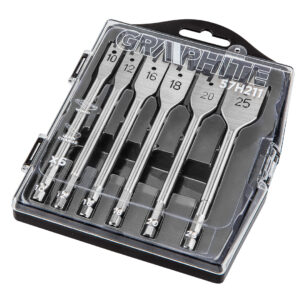 Burghiu pe lemn. pene. 10.12.16.18.20.25 mm. set de 6 buc. 'GRAPHITE'