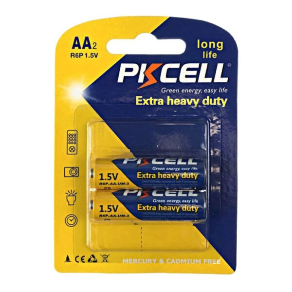 Baterii PKCELL Extra Heavy Duty, AA, R6P, 1.5V, blister, 2 buc