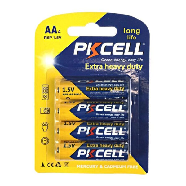 Baterii PKCELL Extra Heavy Duty, AA, R6P, 1.5V, blister, 4 buc