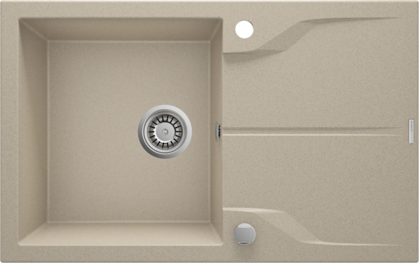 Chiuveta din granit Andante Deante. 1 cuva. Picurator. Stanga/ dreapta. Set fiting. Bej nisip. 780 x 490 x 190 mm.