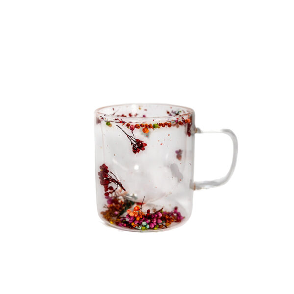 Cana sticla, perete dublu, Flori Uscate, 250ml
