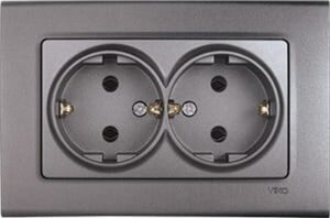 Priza dubla cu impamintare Linnera Life Viko by Panasonic. Gri