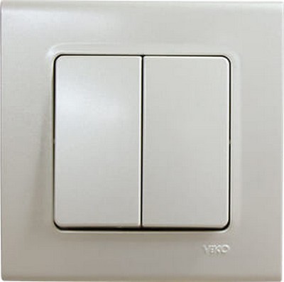 Intrerupator cu doua clape cu indicator luminos Linnera Life Viko by Panasonic. Perla alba