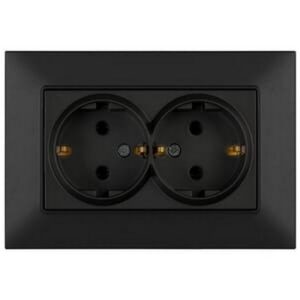 Priza dubla cu impamintare Linnera Life Viko by Panasonic. Negru