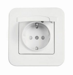 Priza cu impamintare. obturator protectie pentru copii si capac Rollina Viko by Panasonic. Alb
