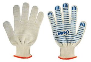 Manusi de lucru MPN. Tricot din bumbac. Insertii PVC. Albe.
