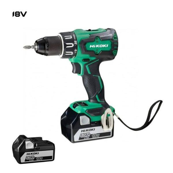 Masina de gaurit si insurubat cu percutii DV18DBSLWFZ Hikoki. 2 acumulatori Li-Ion. 18 V. 5 Ah. 70 Nm. 1800 rpm.