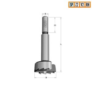 Burghiu Farstnera SP D x 30mm. S x 8mm. L x 90mm CMT