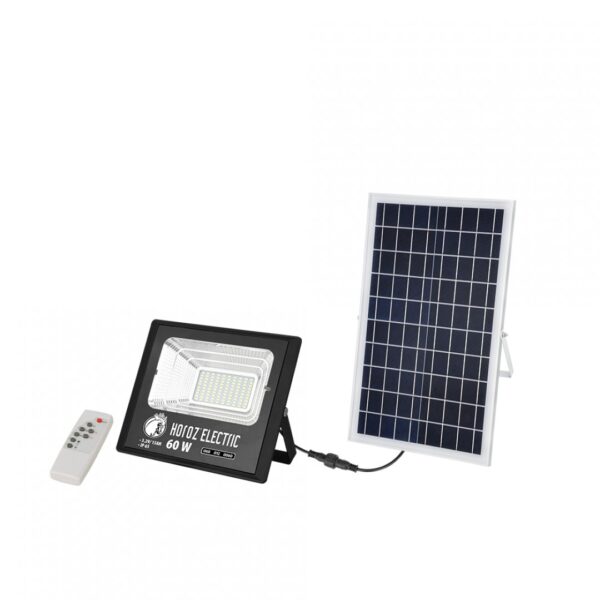 Proiector LED cu panou solar, 60 W, 625 lm, 6400 K, IP65, TIGER-60 Horoz