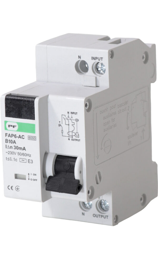 Intrerupator automat diferential, curba B, 1P+N, 10А, 6kA, Clasa AC, Promfactor