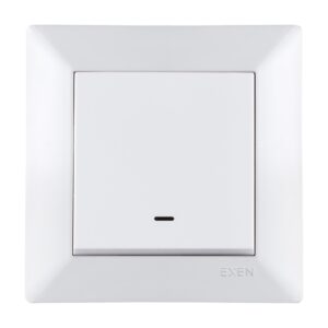 Intrerupator simplu cu indicator luminos, alb, ODAK EXEN
