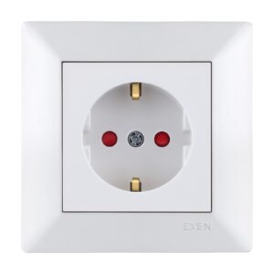 Priza cu impamantare si protectie copii, alb, ODAK EXEN