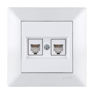 Priza telefon dubla, 2xRJ11, CAT3, alb, ODAK EXEN