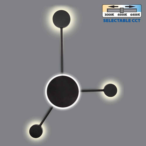 Corp de iluminat pe perete, 19 W, 3000-6400 K, 810 lm, negru, GEMINI Vivalux