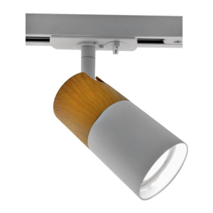 Proiector LED pe sina, GU10, lemn/alb, WOODY Vivalux