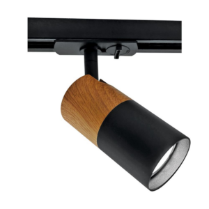 Proiector LED pe sina, GU10, lemn/negru, WOODY Vivalux
