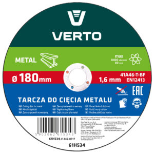 Disc debitare metal. 180 x 1.6 х 22mm. 10buc.Verto.