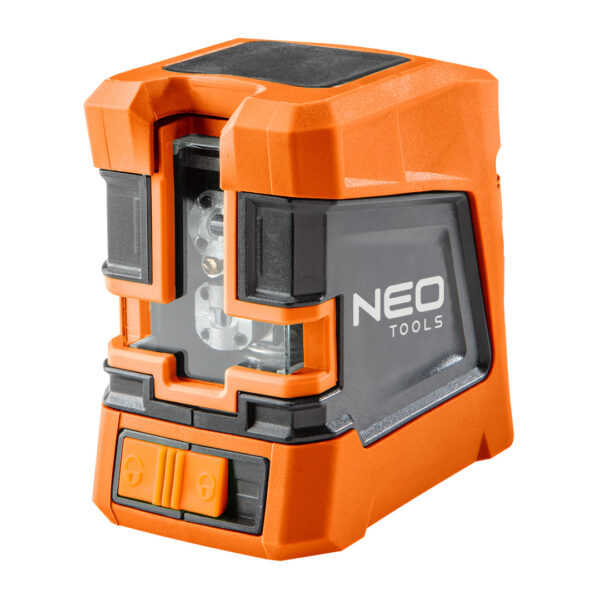 Nivela laser cu linii incrucisate 75-1031 Neo. Carcasa. Suport magnetic. 15 m. 3 x AA. 635 nm. +/- 0.3 mm/m.