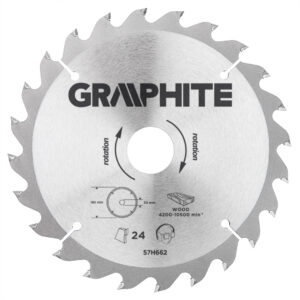 Disc ferstrau pe lemn. 185 x 30mm. 24 dinti. Lame calitative 'TCT'. Graphite.