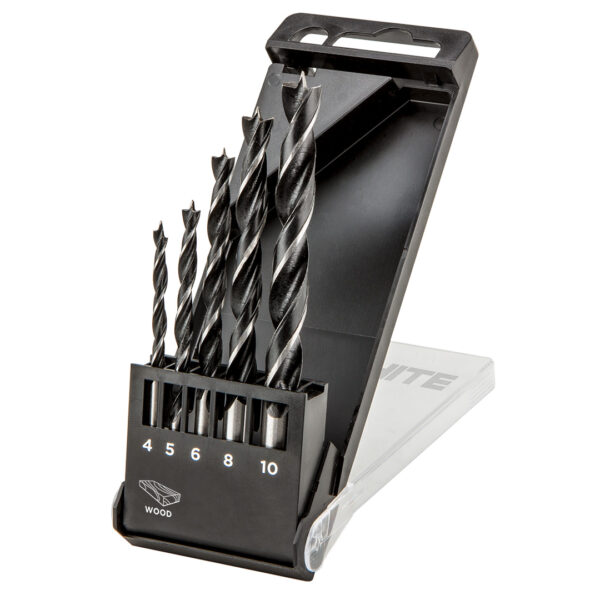 Burghiu pe lemn. spiral 4.0. 5.0. 6.0. 8.0. 10.0 mm. set de 5 buc. 'GRAPHITE'