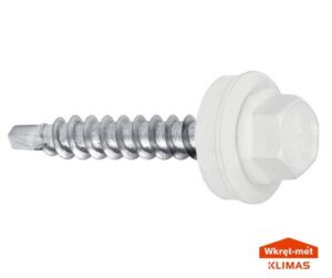 Surub pentru tigla metalica, autoforant cu saiba WF Wkret-met. Lemn/ Metal. Alb RAL 9003. 4.8 x 19 mm. 250 buc.