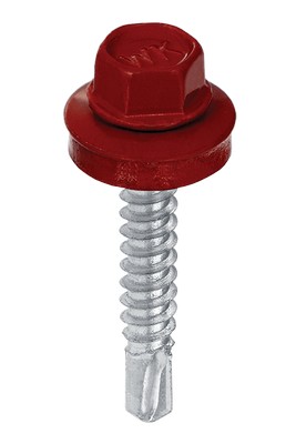 Surub pentru tigla metalica, autoforant cu saiba WFD Wkret-met. Metal. Visiniu RAL 3005. 4.8 x 25 mm. 250 buc.