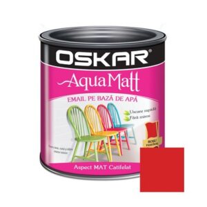 Vopsea pe baza de apa, 0.6 L, rosu, Oskar Aqua Matt