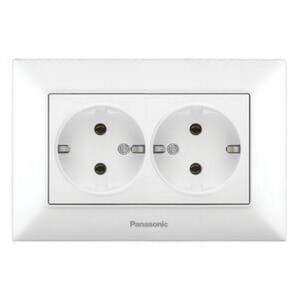 Priza dubla cu impamintare Arkedia Slim Panasonic. Alb. 16 A.