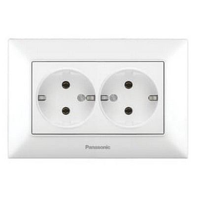 Priza dubla cu impamintare Arkedia Slim Panasonic. Alb. 16 A.