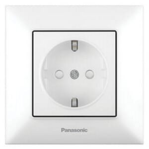 Priza cu impamantare si obturator protectie copii Arkedia Slim Panasonic. Alb