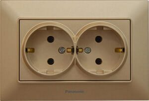 Priza dubla cu impamintare Arkedia Slim Panasonic. Bronz