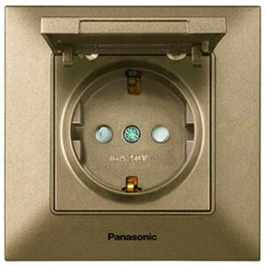Priza cu impamantare, obturator protectie copii si capac Arkedia Slim Panasonic. Bronz