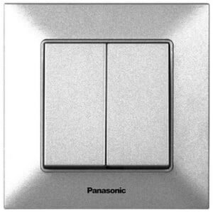 Intrerupator dublu Arkedia Slim Panasonic. Argint.