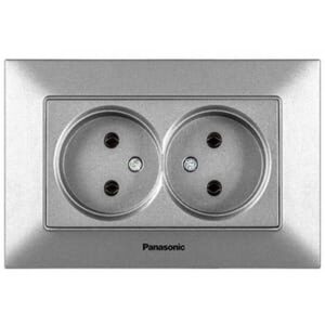 Priza dubla fara impamintare Arkedia Slim Panasonic. Argint.