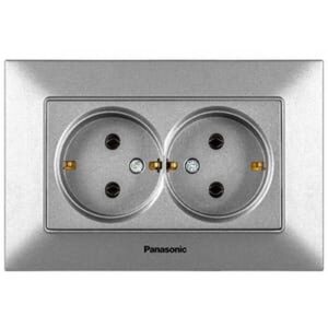 Priza dubla cu impamintare Arkedia Slim Panasonic. Argint. 16 A.