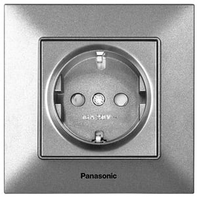 Priza cu impamintare si protectie pentru copii Arkedia Slim Panasonic. Argint.
