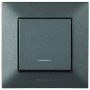 Intrerupator simplu cu indicator luminos Arkedia Slim Panasonic. Fumuriu.