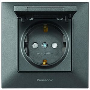 Priza cu impamintare. obturator protectie copii si capac Arkedia Slim Panasonic. Fumuriu