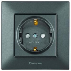 Priza cu impamintare si obturator protectie pentru copii Arkedia Slim Panasonic. Fumuriu.
