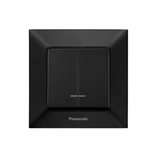 Intrerupator dublu cu indicator luminos, negru, Arkedia Slim Panasonic