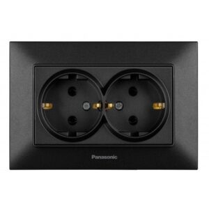 Priza dubla cu impamantare, 16A, negru, Arkedia Slim Panasonic
