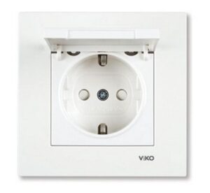 Priza cu impamintare. obturator protectie pentru copii si capac Karre Viko by Panasonic. Alb