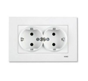 Priza dubla cu impamintare Karre Viko by Panasonic. Alb